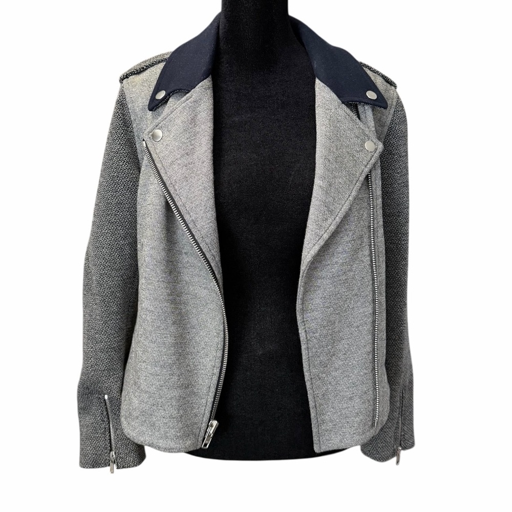 Theory Adashi K Moto Jacket Blazer Tweed Wool Quiet Luxury Business Casual Med - Picture 5 of 16